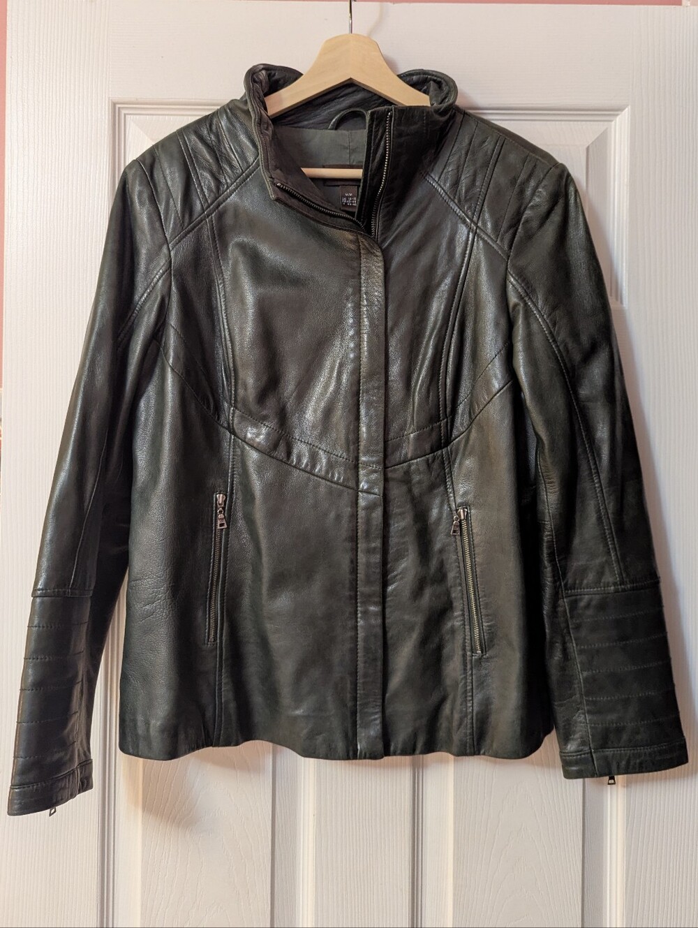 Danier Deep Forest Green Leather Jacket